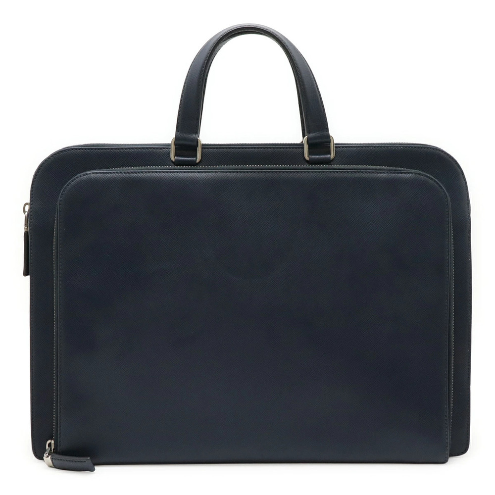 Prada Triangle SAFFIANO Briefcase Business Bag Leather Navy Blue